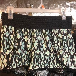 Black and Green Aztec lace shorts